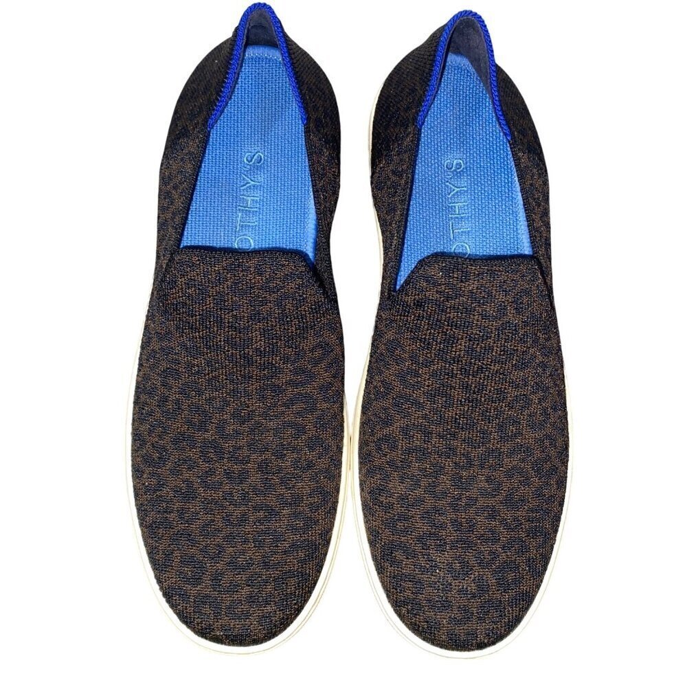 Rothy’s original slip on knit sneakers shoes espresso spot women’s 9.5 animal